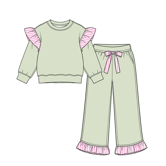 preorder GLP3700 Green Long Sleeve Pants Girls Set