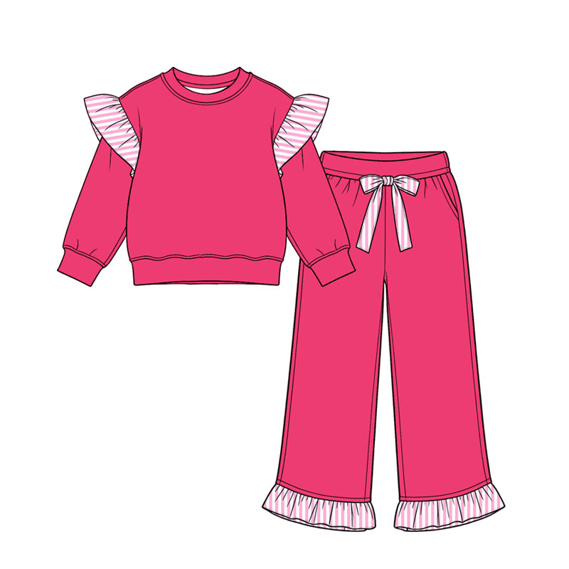 preorder GLP3701 Hot Pink Long Sleeve Pants Girls Set