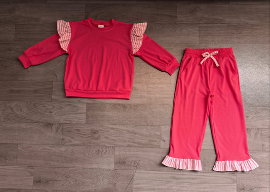 preorder Samples GLP3701 Hot Pink Long Sleeve Pants Girls Set