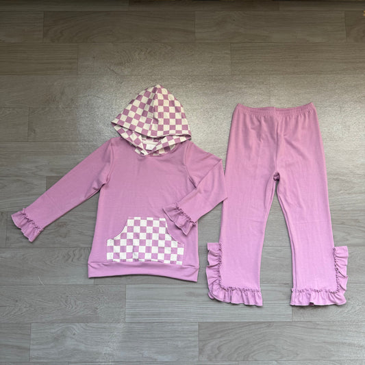 preorder Samples GLP3710 Pink Pocket Hoodie Long Sleeve Pants Girls Set