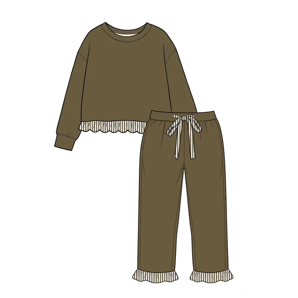 preorder GLP3711 Green Long Sleeve Pants Girls Set