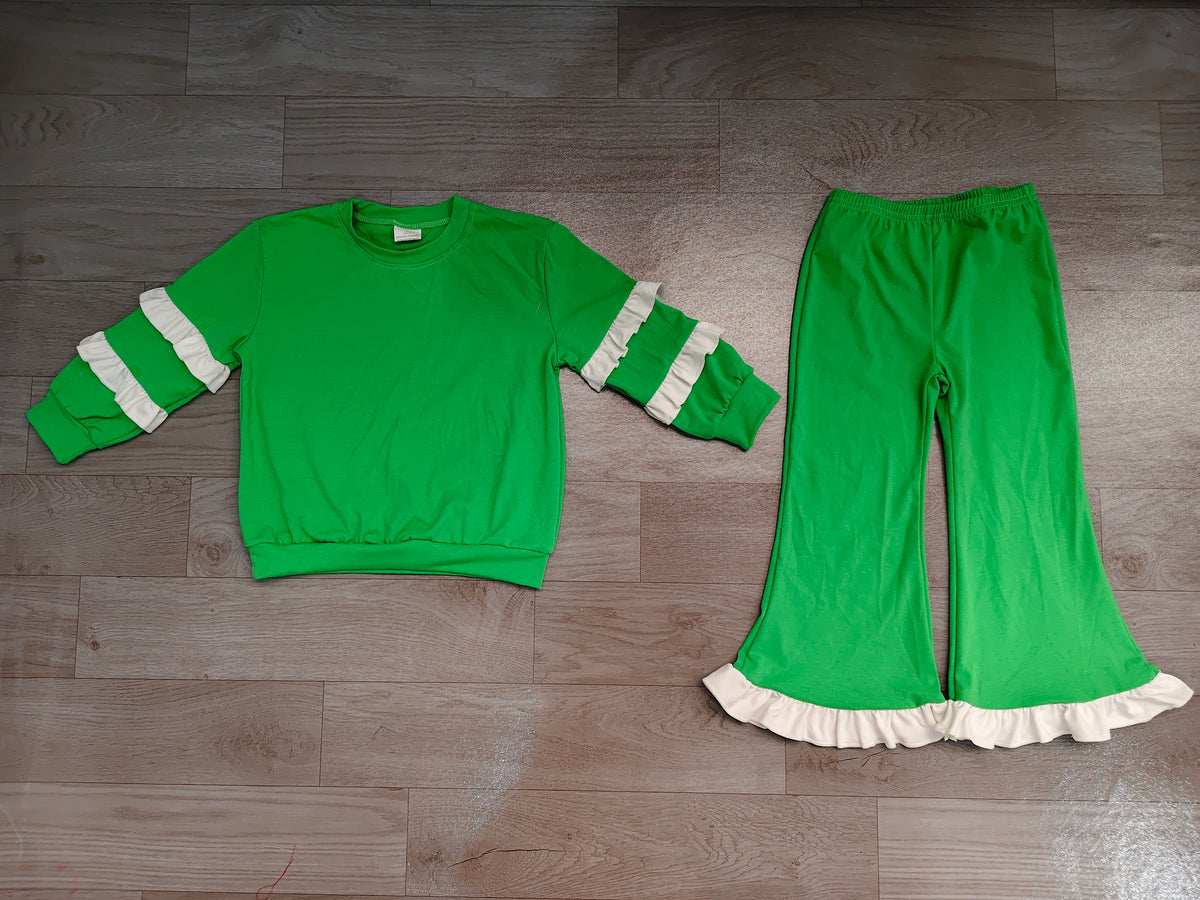 preorder Samples GLP3717 Green Long Sleeve Pants Girls Set GT1858+P1168