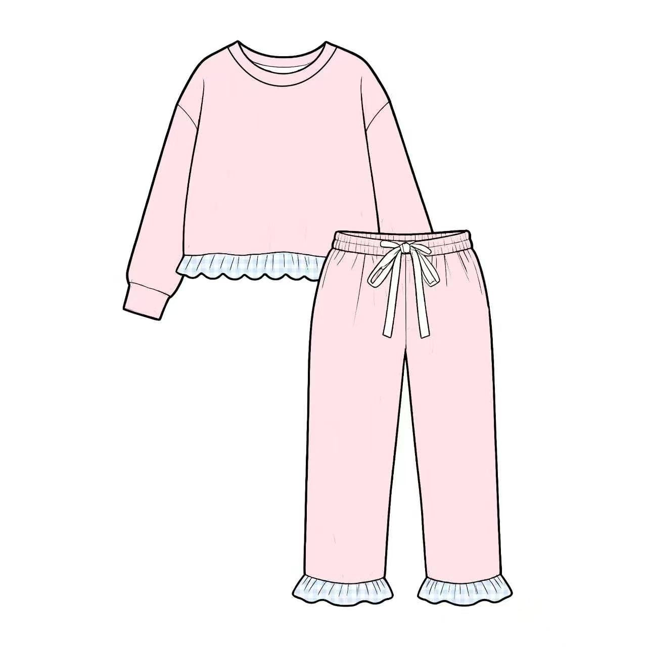 preorder GLP3754 Pink Long Sleeve Pants Girls Set