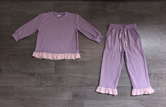preorder Samples GLP3755 Purple Long Sleeve Pants Girls Set