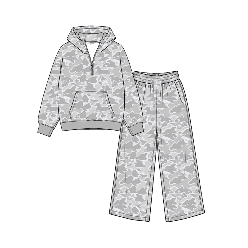 preorder GLP3760 Camo Pocket Hoodie Long Sleeve Pants Girls Set