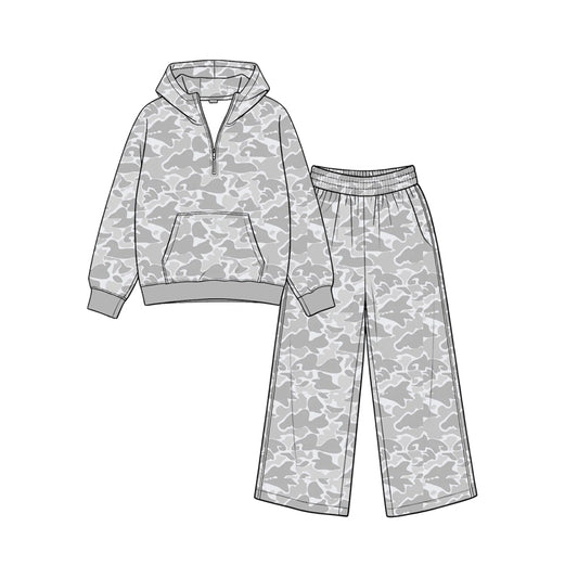 preorder GLP3760 Camo Pocket Hoodie Long Sleeve Pants Girls Set