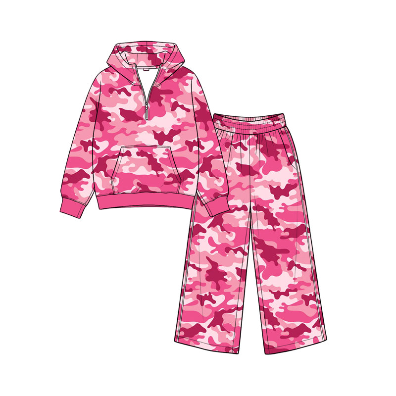 preorder GLP3763 Camo Pocket Hoodie Long Sleeve Pants Girls Set