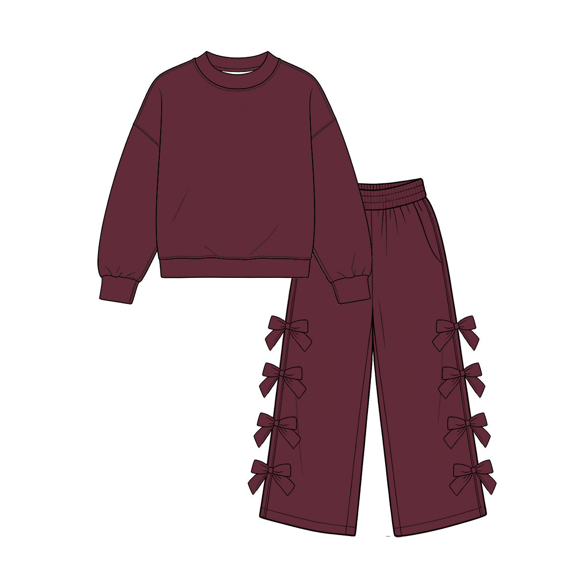 preorder Solid Color Bows Girls Set Sibling Clothes