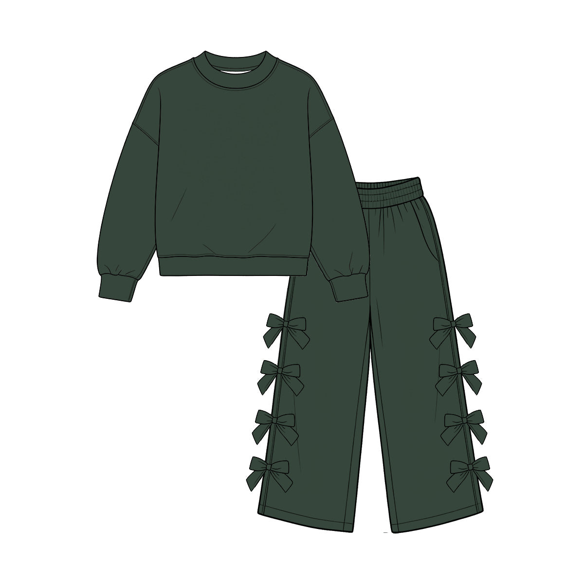preorder Solid Color Bows Girls Set Sibling Clothes