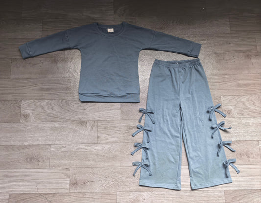 preorder Samples GLP3850 Solid Color Grey Long Sleeve Pants Girls Set