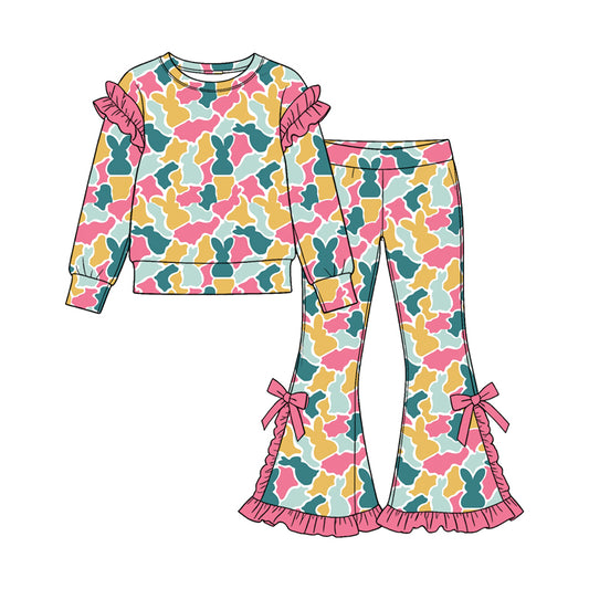 preorder GLP3874 Mardi Gras Camo Long Sleeve Pants Girls Set