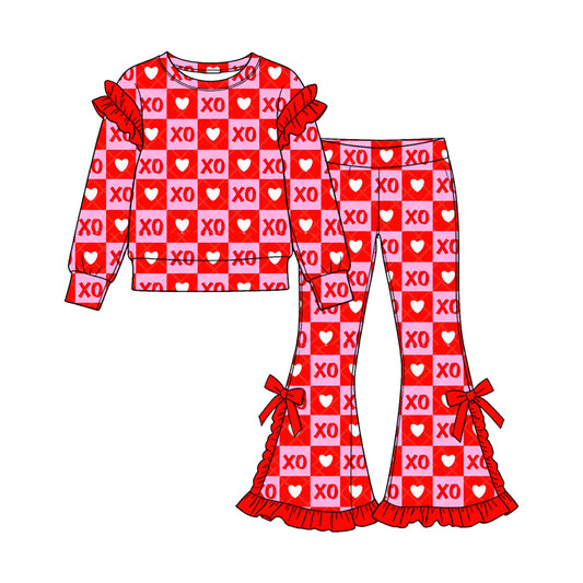 preorder GLP3875 Valentine's Day Heart Long Sleeve Pants Girls Set