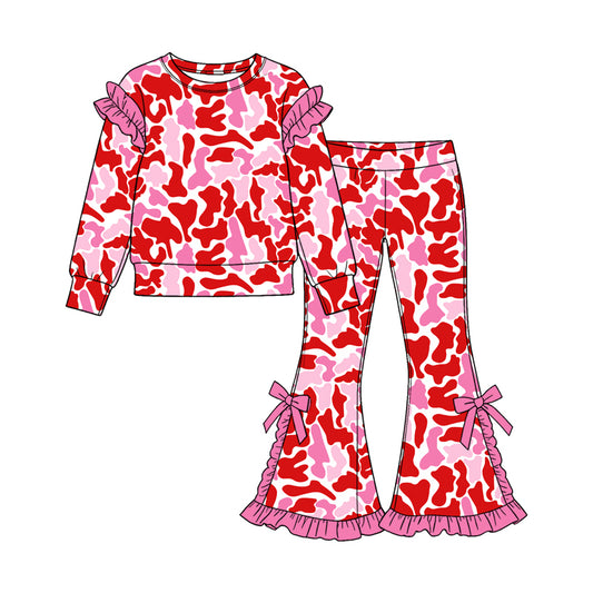 preorder GLP3876 Valentine's Day Camo Long Sleeve Pants Girls Set