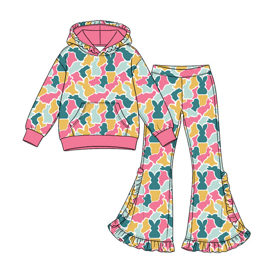 preorder GLP3880 Mardi Gras Camo Pocket Hoodie Long Sleeve Pants Girls Set