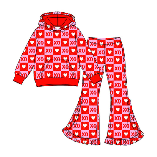 preorder GLP3881 Valentine's Day Heart Pocket Hoodie Long Sleeve Pants Girls Set