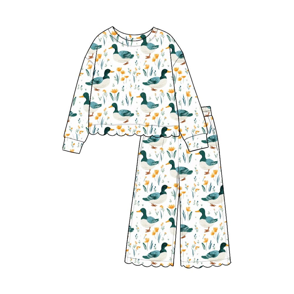 preorder GLP3886 Scallop Mallard Duck Long Sleeve Pants Girls Set