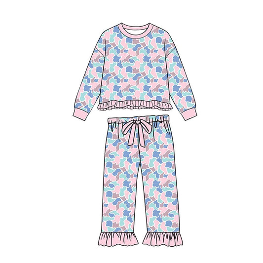 preorder GLP3888 Pink Camo Long Sleeve Pants Girls Set