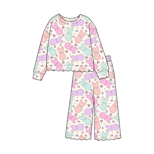 preorder GLP3889 Easter Peep Rabbit Long Sleeve Pants Girls Set
