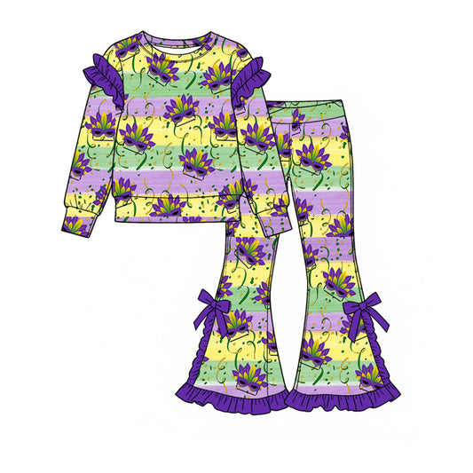 preorder GLP3896 Mardi Gras Purple Long Sleeve Pants Girls Set