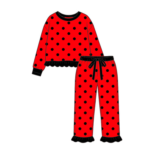 preorder GLP3902 Dot Red Long Sleeve Pants Girls Set