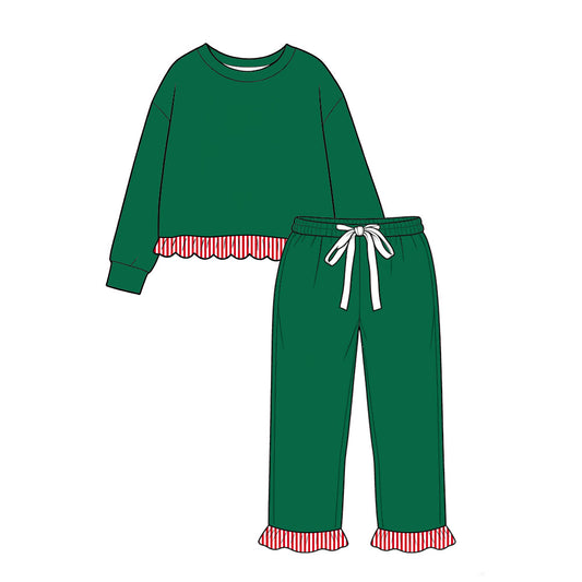 preorder GLP3908 Green Long Sleeve Pants Girls Set