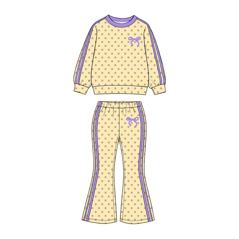 preorder GLP3914 Dot Bows Yellow Long Sleeve Pants Girls Set