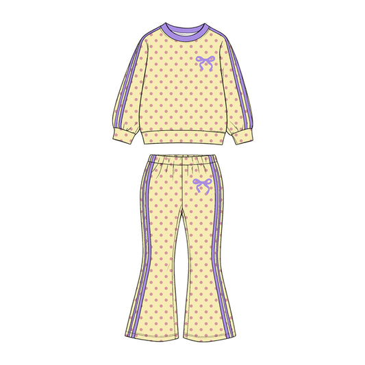 preorder GLP3914 Dot Bows Yellow Long Sleeve Pants Girls Set