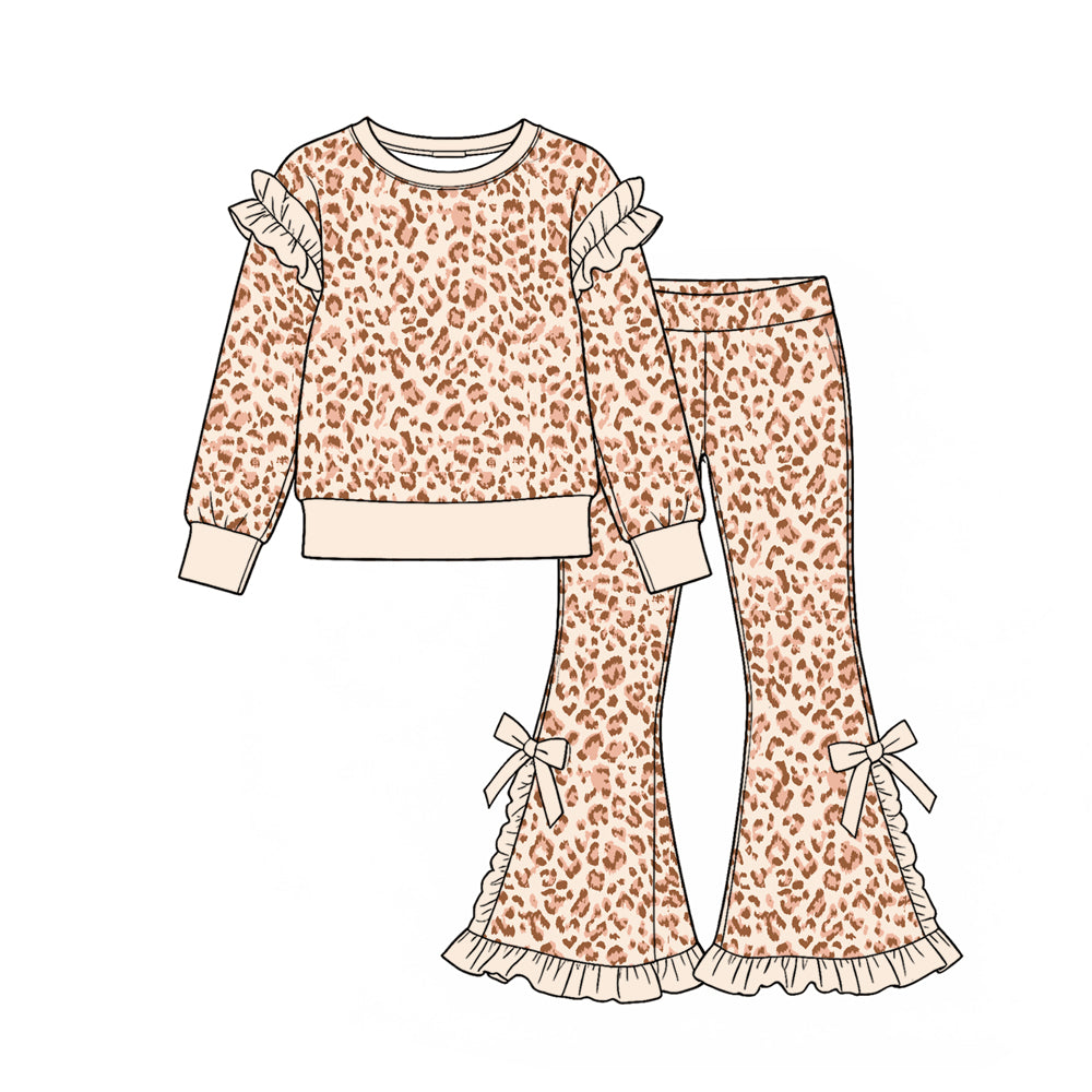 preorder GLP3927 Pink Leopard Long Sleeve Pants Girls Set