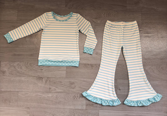 preorder Samples GLP3933 Blue Striped Long Sleeve Pants Girls Set