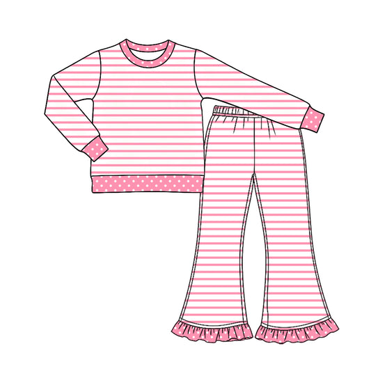 preorder GLP3934 Pink Striped Long Sleeve Pants Girls Set