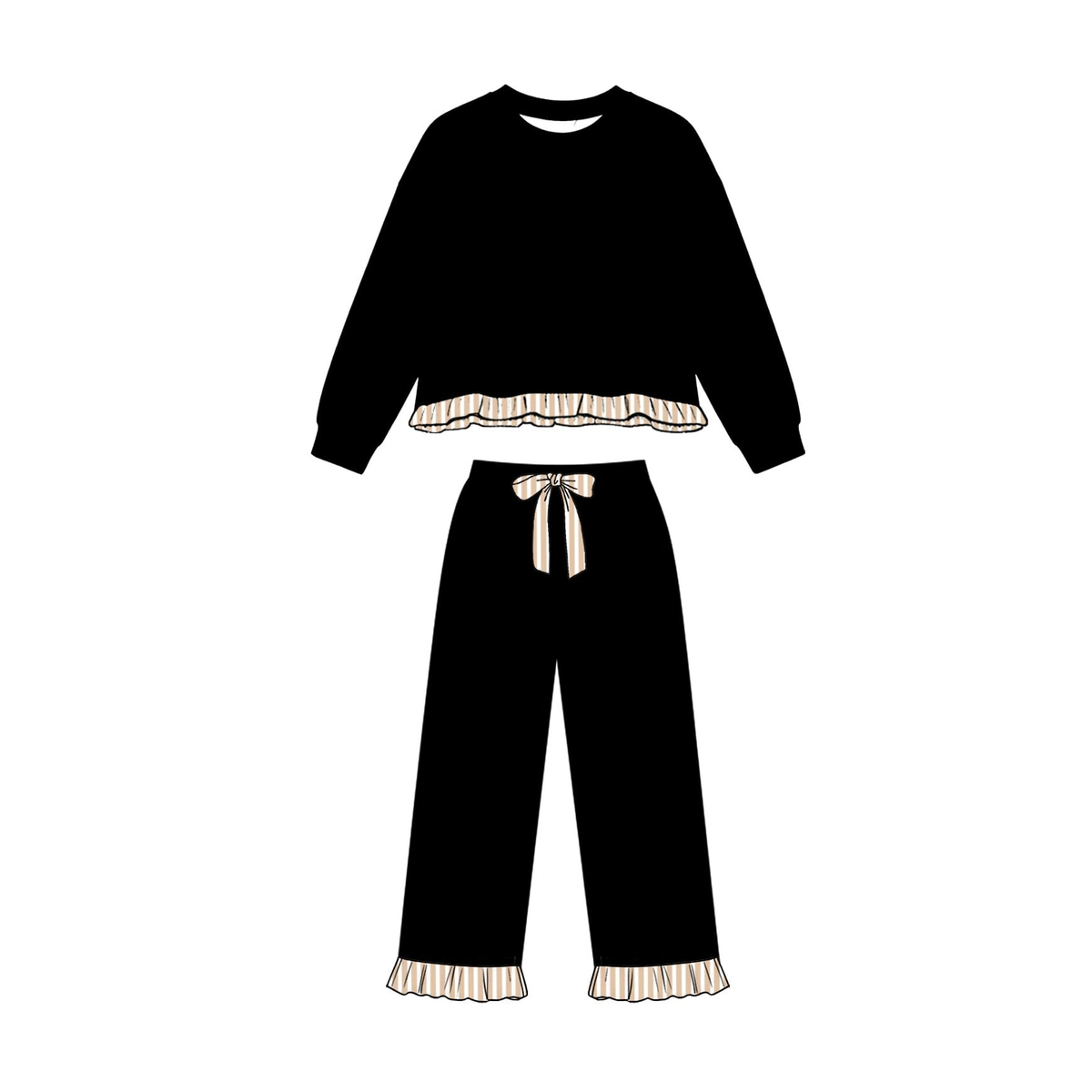 preorder GLP3936 Black Long Sleeve Pants Girls Set