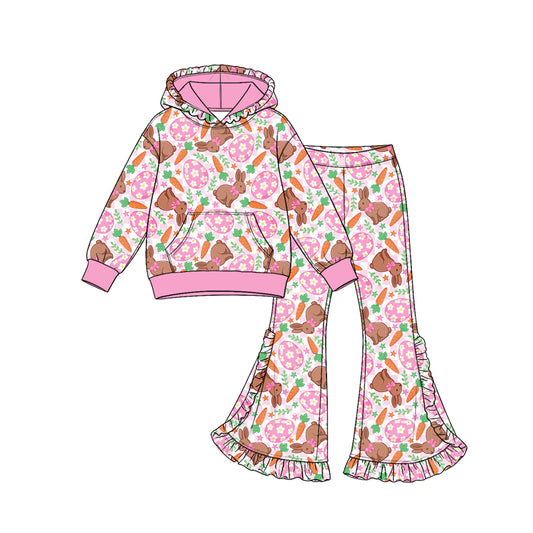 preorder GLP3940 Easter Rabbit Carrot Hoodie Long Sleeve Pants Girls Set