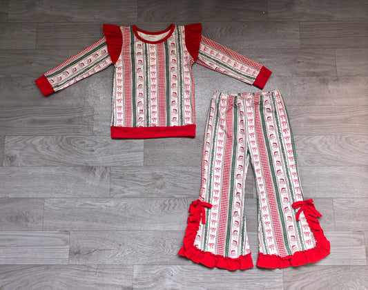 preorder Samples GLP3942 Christmas Santa Bows Long Sleeve Pants Girls Set