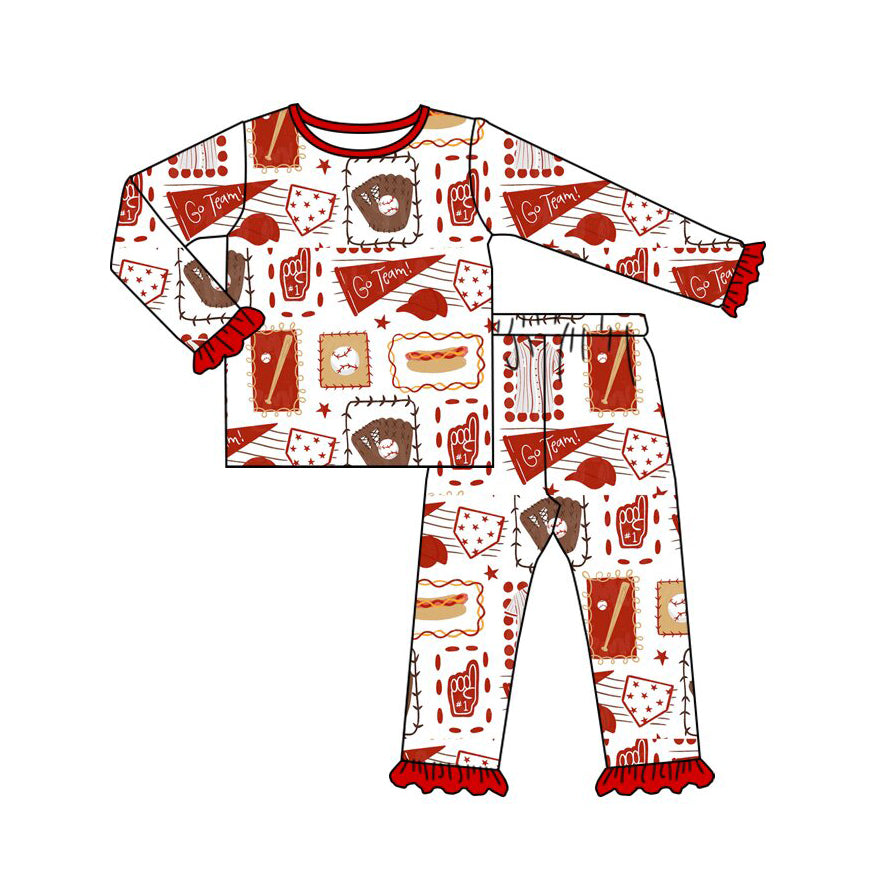preorder GLP3949 Red Go Team Long Sleeve Pants Girls Pajamas