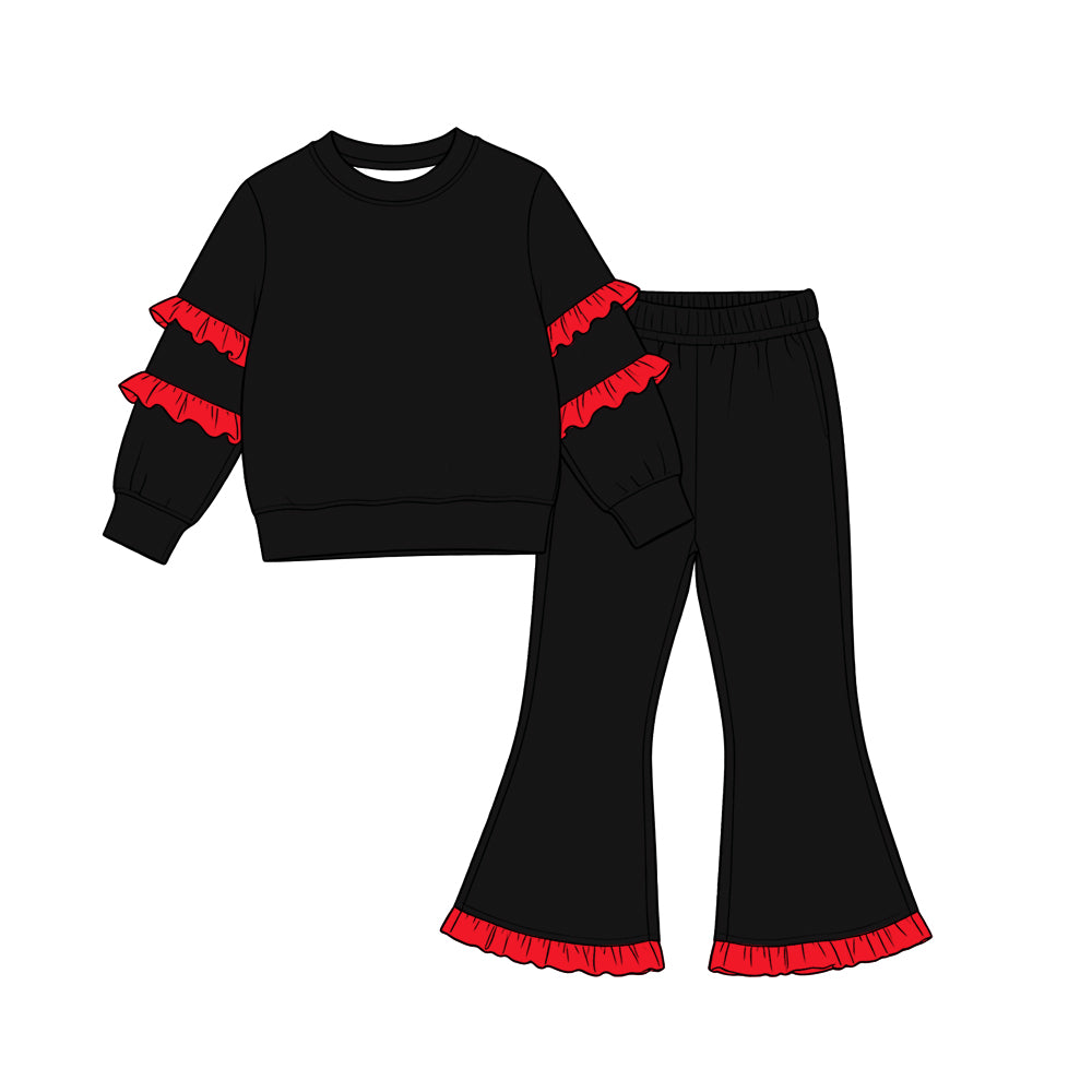 preorder GLP3950 Black Long Sleeve Pants Girls Set