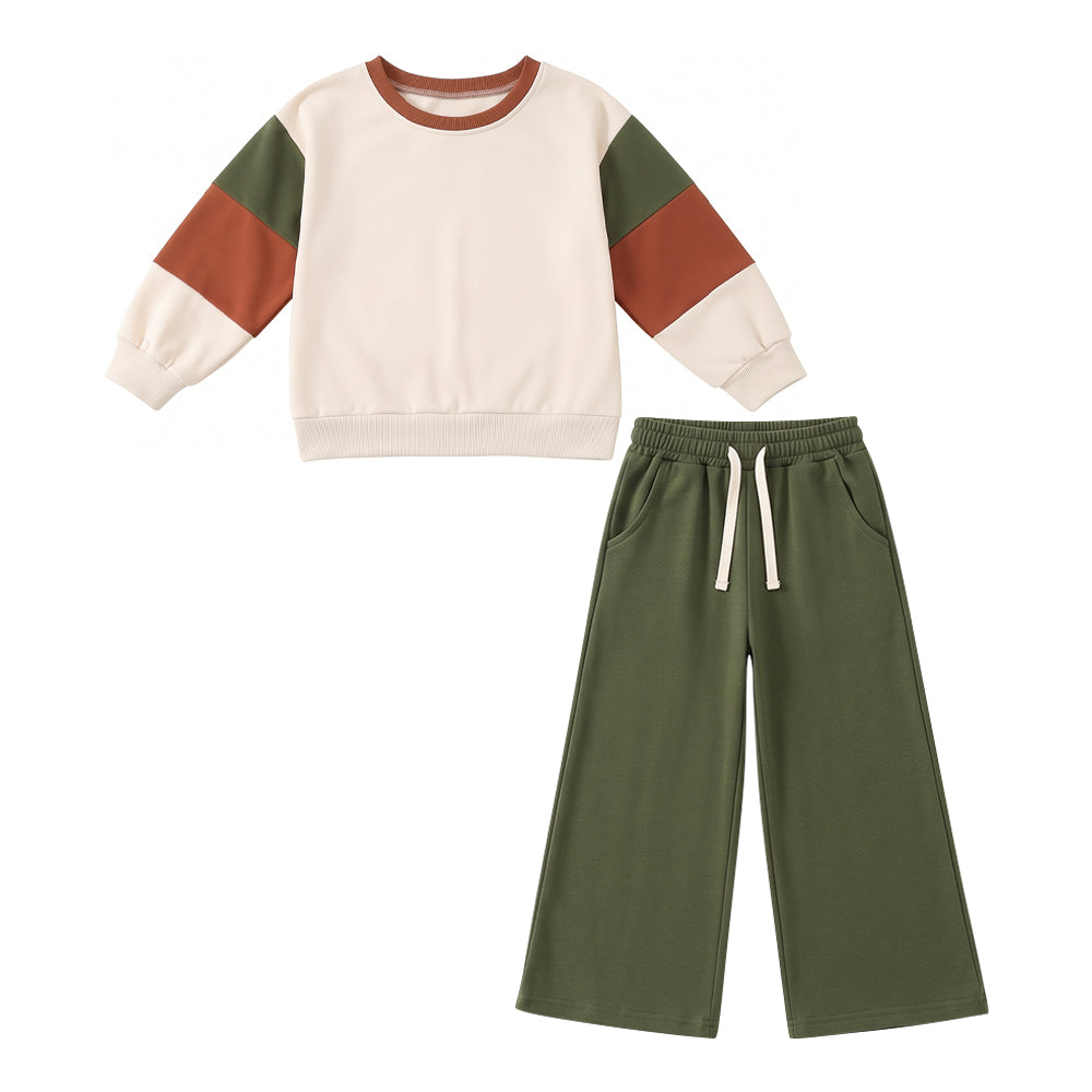 preorder GLP3978 Cotton Long Sleeve Green Pants Girls Set