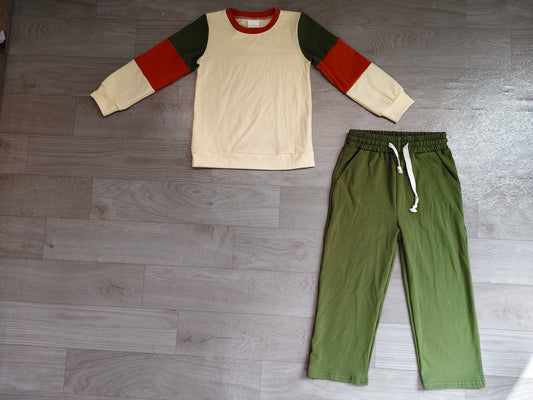 preorder Samples GLP3978 Cotton Long Sleeve Green Pants Girls Set