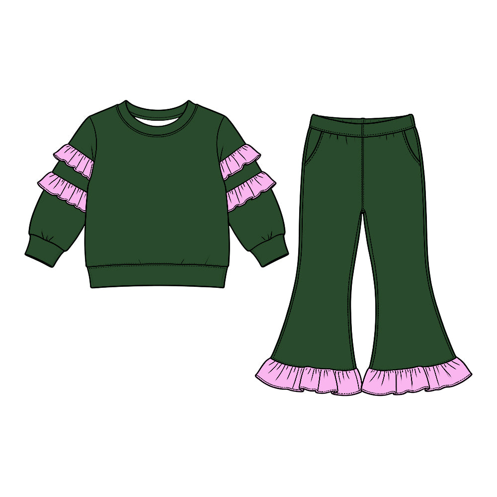 preorder GLP3981 Green Long Sleeve Pants Girls Set