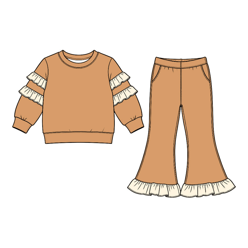 preorder GLP3982 Khaki Long Sleeve Pants Girls Set