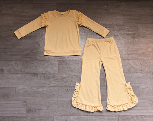 preorder Samples GLP3986 Yellow Long Sleeve Pants Girls Set