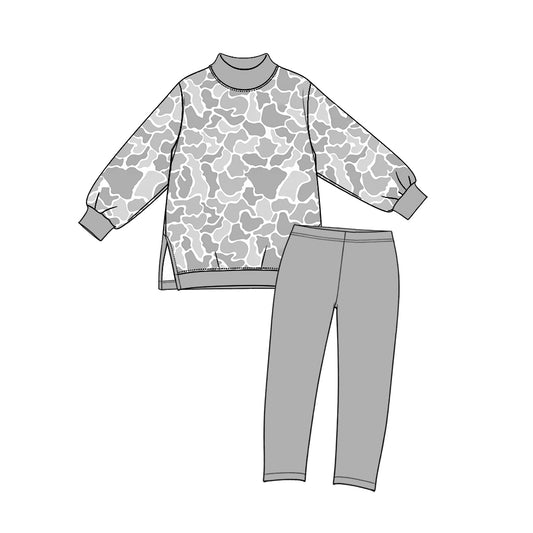 preorder GLP3994 Yoga Grey Camo Long Sleeve Pants Girls Set