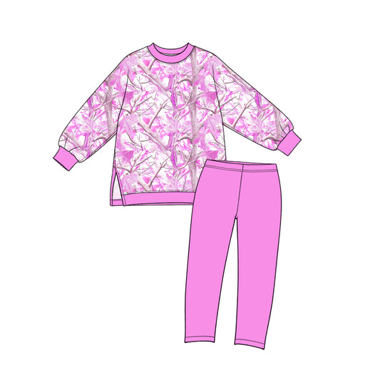 preorder GLP3999 Yoga Camo Long Sleeve Hot Pink Pants Girls Set