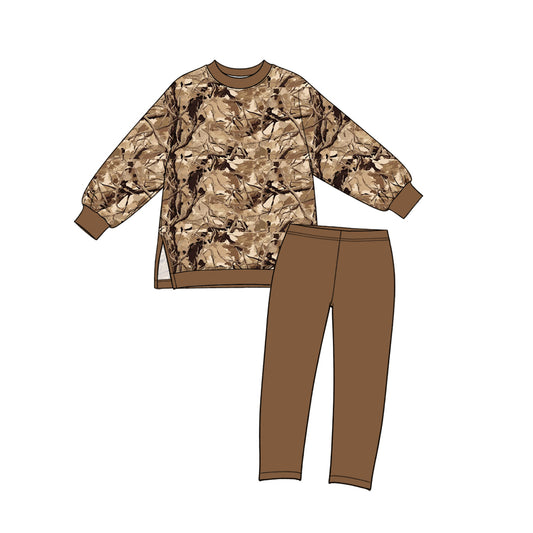 preorder GLP4000 Yoga Camo Long Sleeve Brown Pants Girls Set