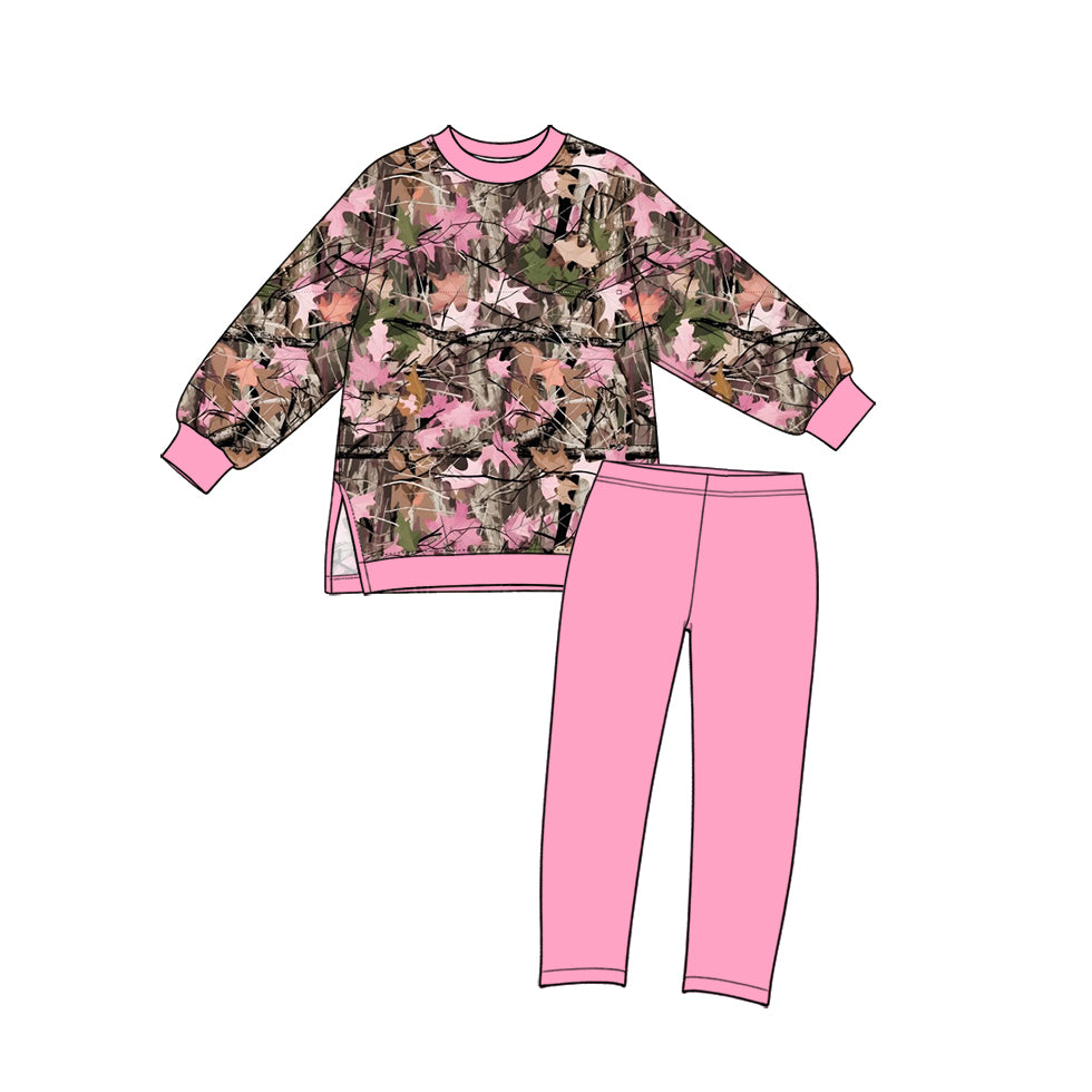 preorder GLP4002 Yoga Camo Long Sleeve Hot Pink Pants Girls Set