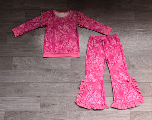 preorder Samples GLP4026 Hot Pink Camo Long Sleeve Pants Girls Set