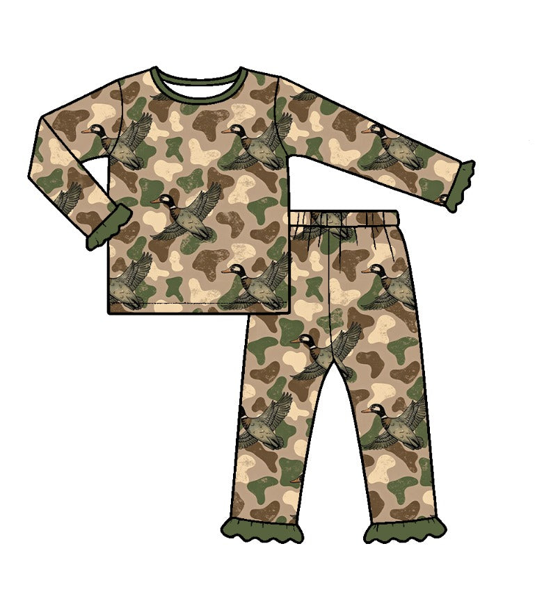preorder GLP4033 Mallard Duck Camo Long Sleeve Pants GIrls Pajamas