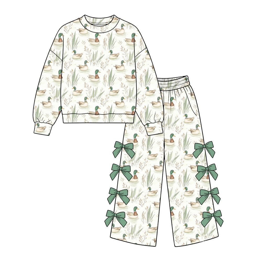preorder GLP4051 Mallard Duck Long Sleeve Bows Pants Girls Set