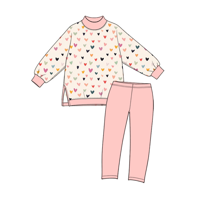 preorder GLP4073 Valentine's Day Heart Long Sleeve Pink Pants Girls Set