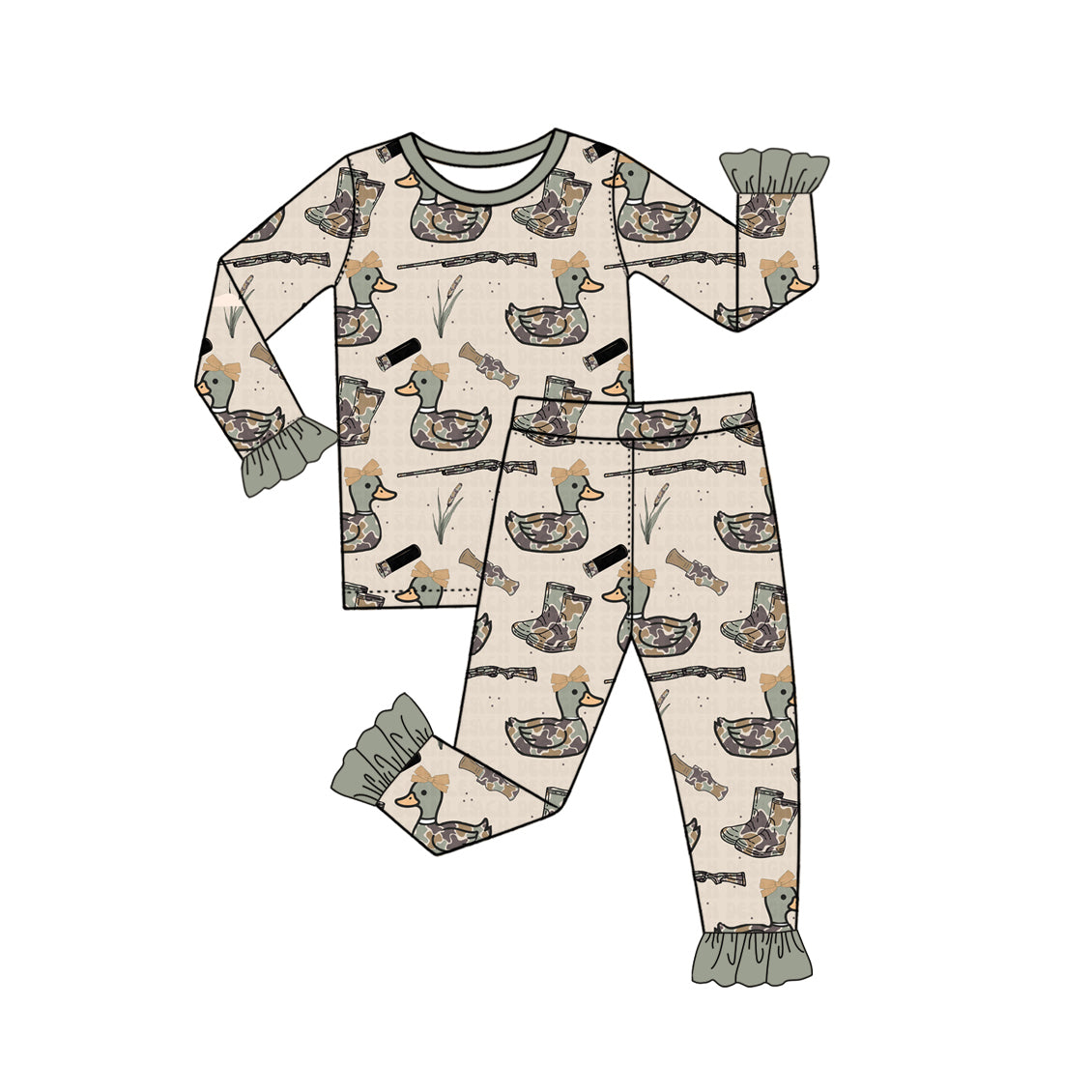 preorder GLP4075 Hunting Duck Call Long Sleeve Pants Girls Pajamas