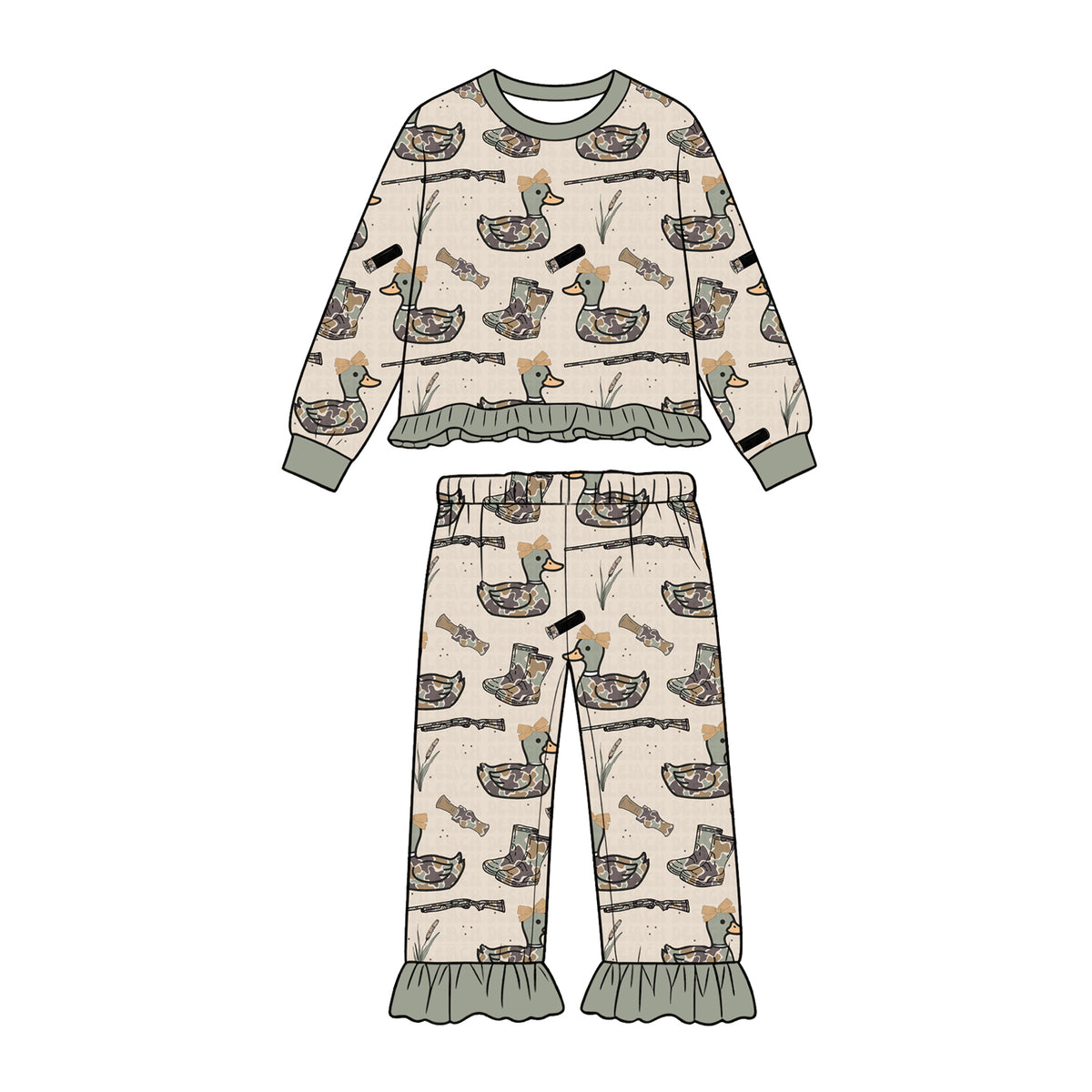 preorder GLP4076 Hunting Duck Call Long Sleeve Pants Girls Set